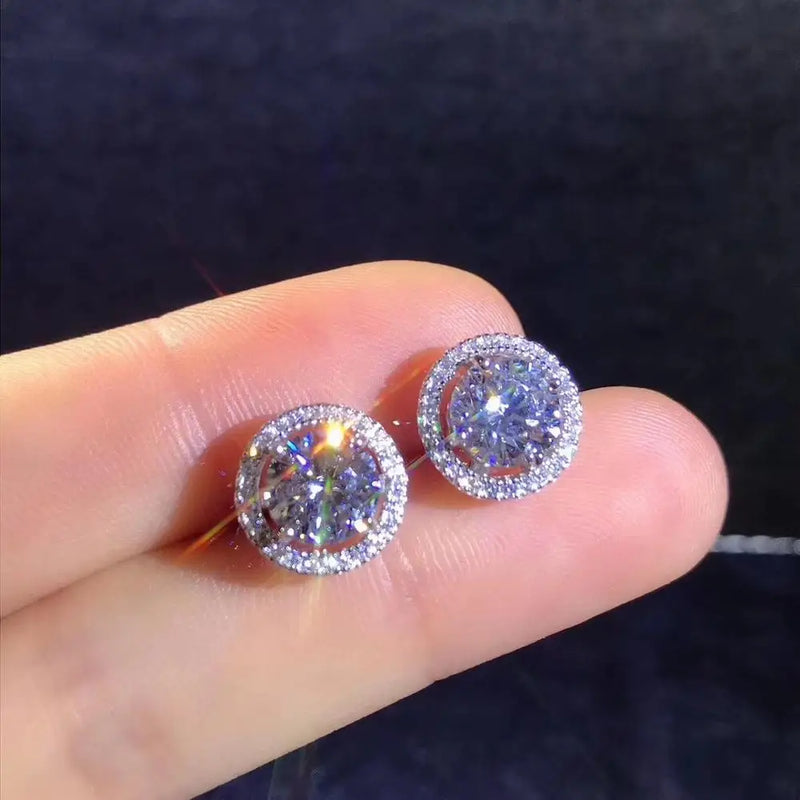 1ct D,VVS Moissanite Ear Studs, 925 Silver