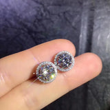 1ct D,VVS Moissanite Ear Studs, 925 Silver