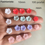 100 pcs 10mm Plum Blossom Flowers Resin Flat Back Acrylic Flower XP