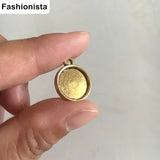100 pcs 12mm Antique Gold/Silver Round Pendant Tray Bezel Rope Design