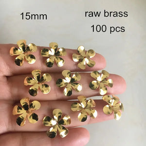 100 pcs 15mm Raw Brass Flower Bead Caps DIY Jewelry Crafts