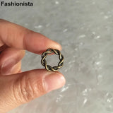 100 pcs Twisted-lines Ring Charms Earrings Findings Round Antique Bronze