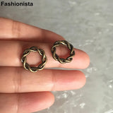 100 pcs Twisted-lines Ring Charms Earrings Findings Round Antique Bronze