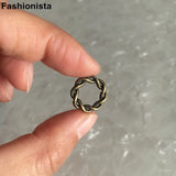 100 pcs Twisted-lines Ring Charms Earrings Findings Round Antique Bronze