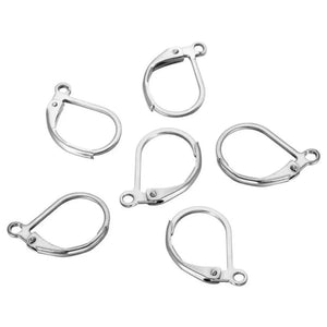 100 pcs 16x11mm Stainless Steel French Earring Hoop Lever Back