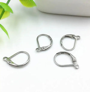 100 PCS 16x11mm Stainless Steel French Earring Hoop Lever Back Earrings