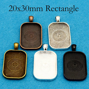 100pcs Rectangle Pendant Setting, Bezel Pendant Blanks for Cabochons