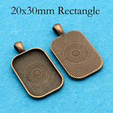 100pcs Rectangle Pendant Setting, Bezel Pendant Blanks for Cabochons