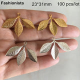 100 pcs Metal Leaf Charms for Jewelry Project