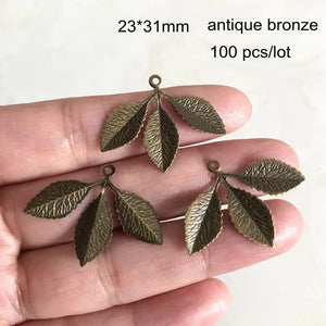 100 pcs Metal Leaf Charms for Jewelry Project
