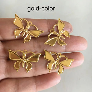 100 pcs Metal Stamping Butterfly Charms, Filigree Butterfly Pendant