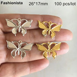 100 pcs Metal Stamping Butterfly Charms, Filigree Butterfly Pendant