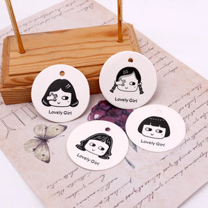 100 pcs 3.5cm Round Paper Label for Little Girl Gift Personalized Tag