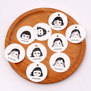 100 pcs 3.5cm Round Paper Label for Little Girl Gift Personalized Tag