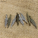 100 pcs Mini Feather Charms Vintage Zinc Alloy Jewelry Pendant