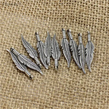 100 pcs Mini Feather Charms Vintage Zinc Alloy Jewelry Pendant