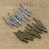 100 pcs Mini Feather Charms Vintage Zinc Alloy Jewelry Pendant