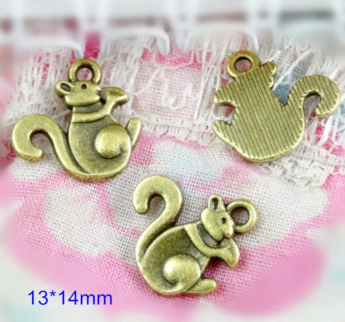 100 pcs Antique Bronze Squirrel Charms 13*14mm - Animal Charms for DIY Jewelry