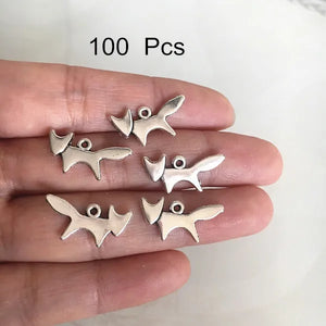 100 pcs Antique Silver Fox Charms 20*11mm Cut Animal Pendant