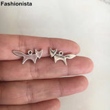 100 pcs Antique Silver Fox Charms 20*11mm Cut Animal Pendant
