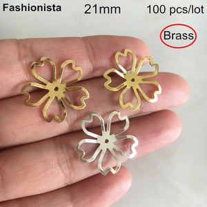 100 pcs Brass Bead Caps 21mm, Gold/Silver/Raw Brass Flower Bead Cap DIY