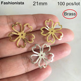 100 pcs Brass Bead Caps 21mm, Gold/Silver/Raw Brass Flower Bead Cap DIY