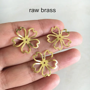 100 pcs Brass Bead Caps 21mm, Gold/Silver/Raw Brass Flower Bead Cap DIY