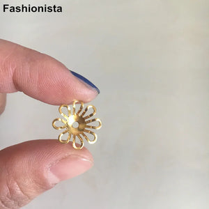 100 pcs Brass Filigree Bead Caps 15mm Flowers,8 Petal Brass Flower Bead Cap