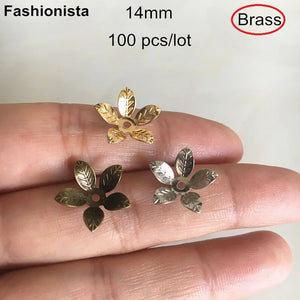 100 pcs Brass Flower Bead Caps,14mm Floral Filigree Bead Caps