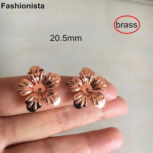 100 pcs 20.5mm Brass 3D Metal Flowers Bead Cap for Jewelry
