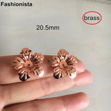 100 pcs 20.5mm Brass 3D Metal Flowers Bead Cap for Jewelry