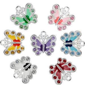 100 pcs Enamel Butterfly Charms Silver Plated Beads for Jewelry Making