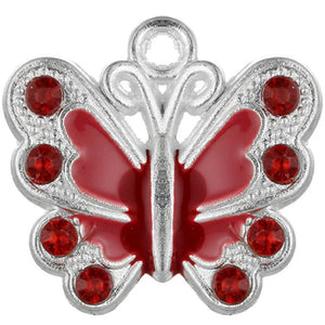 100 pcs Enamel Butterfly Charms Silver Plated Beads for Jewelry Making