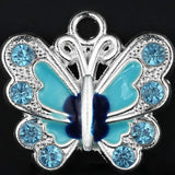 100 pcs Enamel Butterfly Charms Silver Plated Beads for Jewelry Making