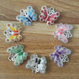 100 pcs Enamel Butterfly Charms Silver Plated Beads for Jewelry Making