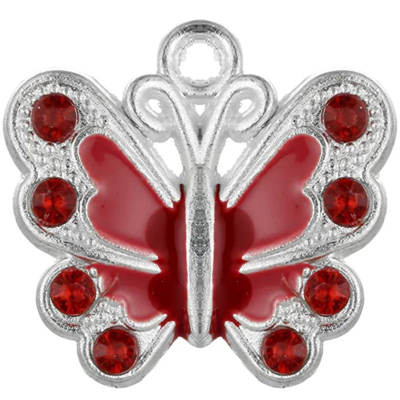 100 pcs Enamel Butterfly Charms Silver Plated Beads for Jewelry Making