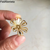 100 pcs Filigree Metal Flowers Bead Caps 27mm, Gold/Silver/Steel/Bronze