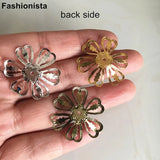100 pcs Filigree Metal Flowers Bead Caps 27mm, Gold/Silver/Steel/Bronze