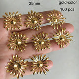 100 Gold Filigree Flower Bead Caps 25mm