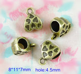100 pcs Heart Shape Bail Beads 8x11x7mm Bronze Tone Charm Hanger