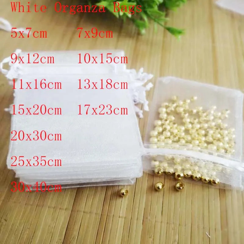 100 pcs Organza Bags Jewelry Gift Bags Drawstrings Bags Yarn Pouch