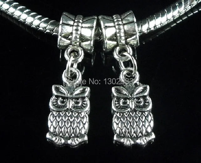 100 pcs/Lot Mix Owl Love Ribbon Vintage Silver Dangle Charms