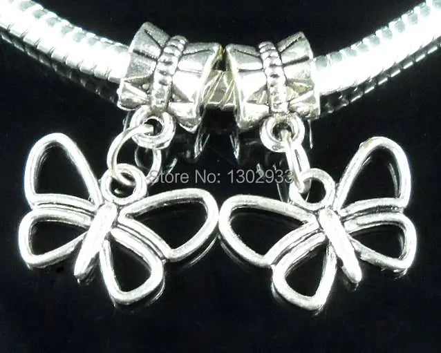 100 pcs/Lot Mix Owl Love Ribbon Vintage Silver Dangle Charms