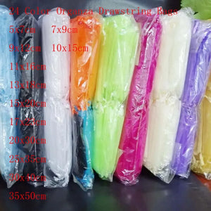 100 pcs/Lot Multicolor Organza Jewelry Bags Drawstrings Gift Package Bags