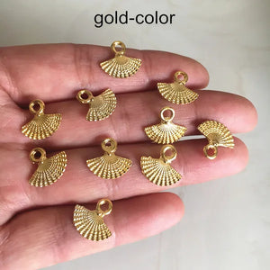 100 pcs Metal Fan Charms 13*12mm for Jewelry & Crafts Making