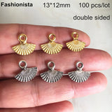 100 pcs Metal Fan Charms 13*12mm for Jewelry & Crafts Making