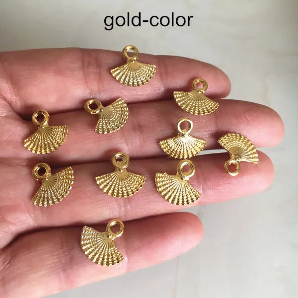 100 pcs Metal Fan Charms 13*12mm for Jewelry & Crafts Making