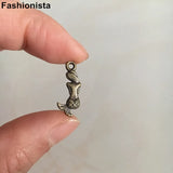 100 pcs Antique Bronze Mermaid Charms 9*20mm Double Sided Shy Mermaid Charms