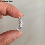 100 pcs Antique Bronze Mermaid Charms 9*20mm Double Sided Shy Mermaid Charms