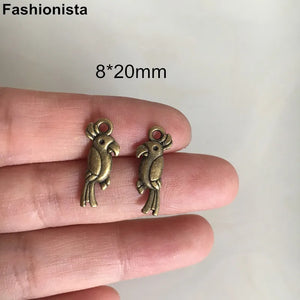 100 pcs Antique Bronze Parrot Pendant 8*20mm Bird Charms for Jewelry DIY